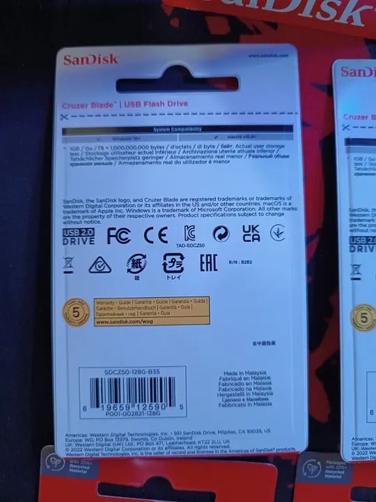 Pen Drive 128gb Cruzer Blade Sandisk Usb 2.0 lacrado - Foto 3