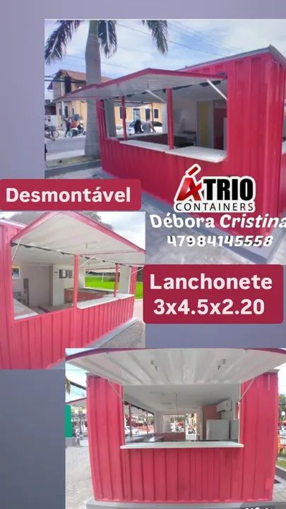 Container lanchonete várias medidas desmontável 