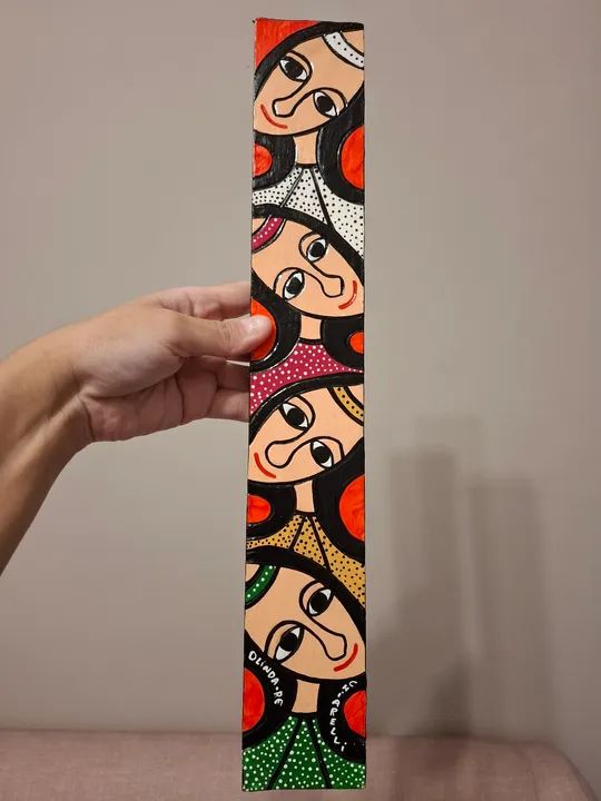 Adorno decorativo artesanal novo talhado em madeira comprado em Olinda (PE) p/ parede - Foto 4