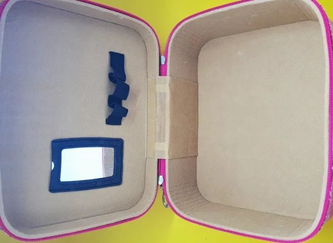 Frasqueira de Viagem Média com Alça (Rosa com Pedrinhas de Cristais) - Foto 5