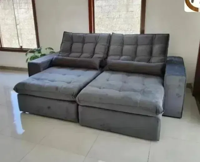 Sofa Retrátil e Reclinável 2,50m - ((Novo de Fábrica)) espuma D28 pillow 20cm