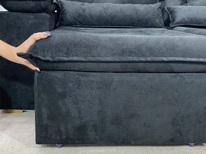 Sofá Retrátil 2 Lugares 200cm Veludinho Preto - Foto 4