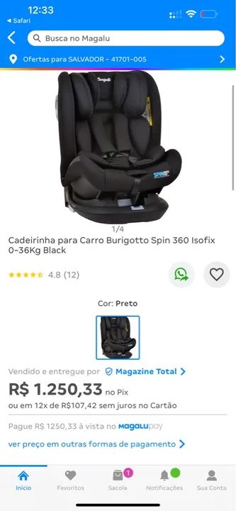 Cadeira Infantil Burigotto Spin ISOFIX 360 Graus - Foto 6