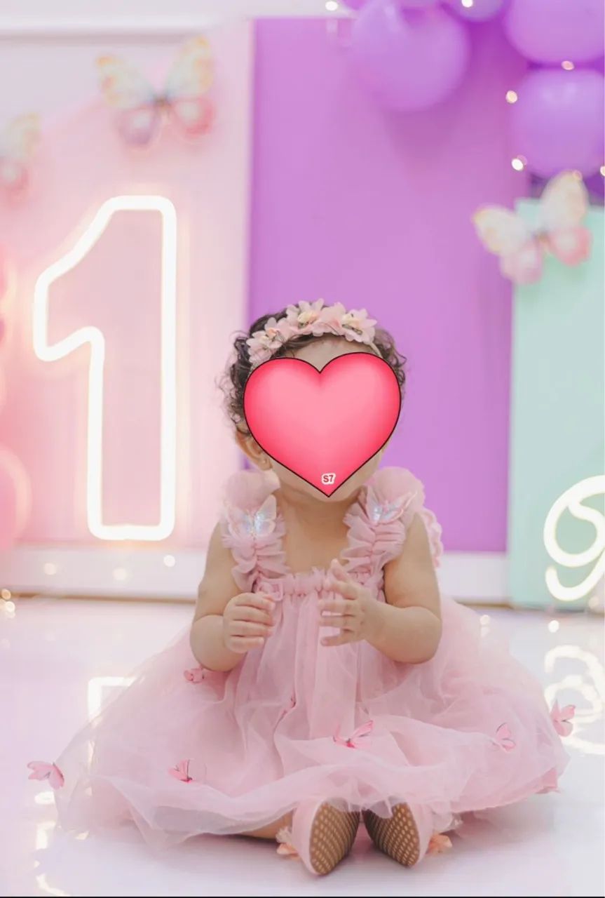 Vestido Menina Borboletas Rosa 12-18 meses