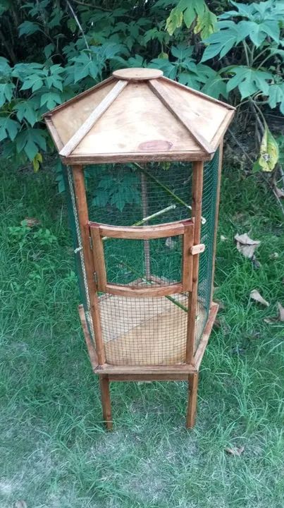 Gaiola para pássaros em madeira - Foto 5