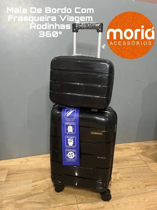 Kit mala 10kg com Frasqueira Premium Polipropileno Rodinha 360 graus