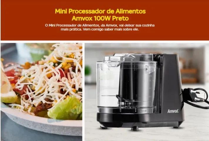 Mini Processador Amvox APR1001, 100W, 3 Funções, Preto - 110V (NOVO) - Foto 4