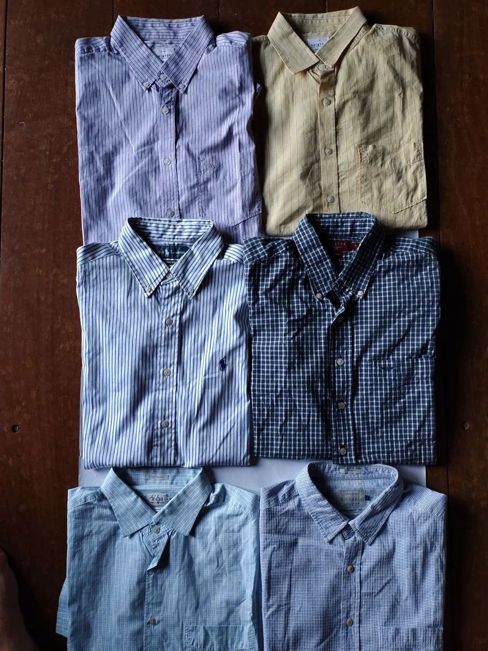 Camisas aviator Ralph Richards manga curta 