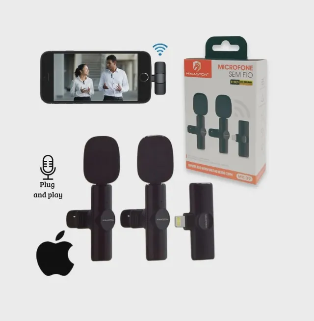Microfone de Lapela Duplo Sem Fio para Iphone
