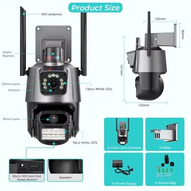 Camera Wifi Segurança 6 Mp 4k Lente Dupla Vigilân KAPNOM KA-S095 010277
