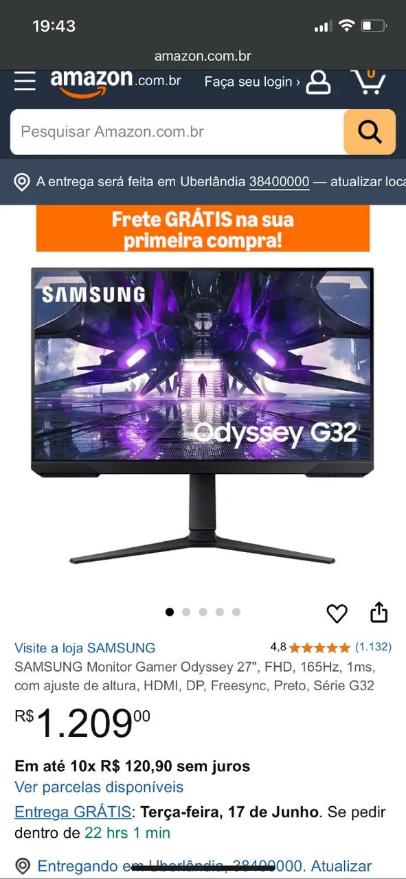 Monitor 27p  odyssey32 165hz