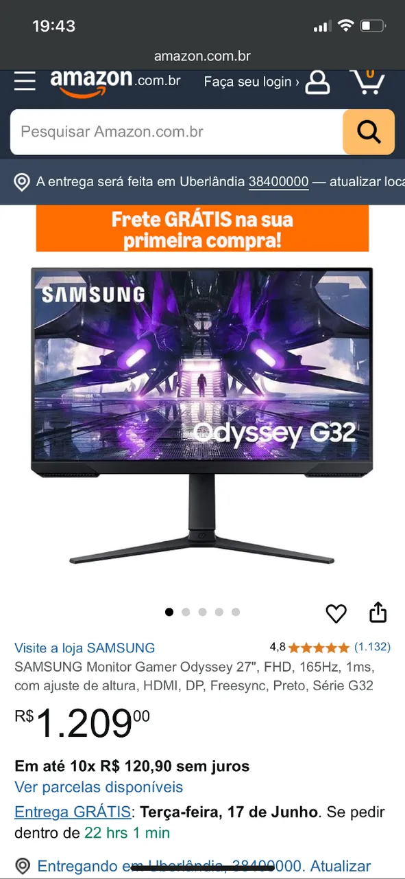 Monitor 27p odyssey32 165hz