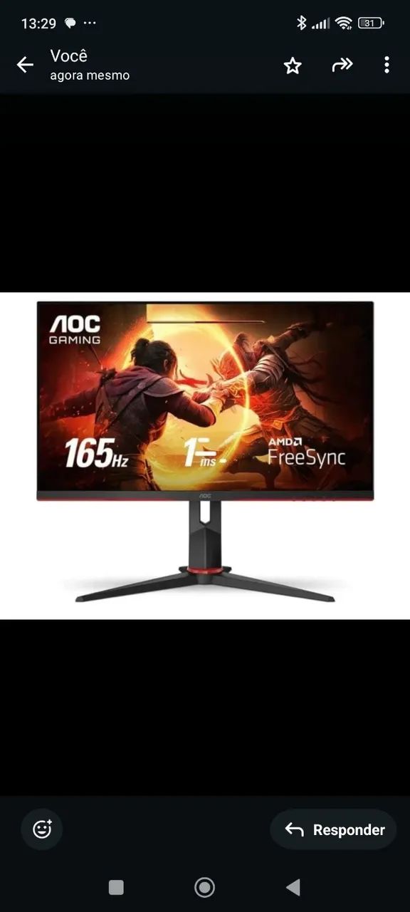 Monitor com tela danificada 165hz retirada de peças 