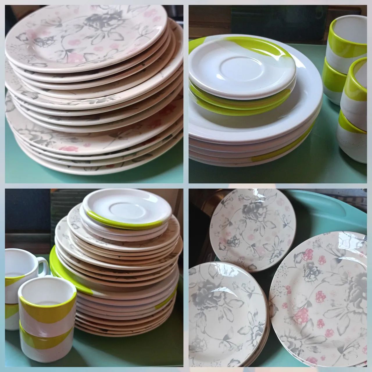 Jogo de pratos e xícaras de porcelana