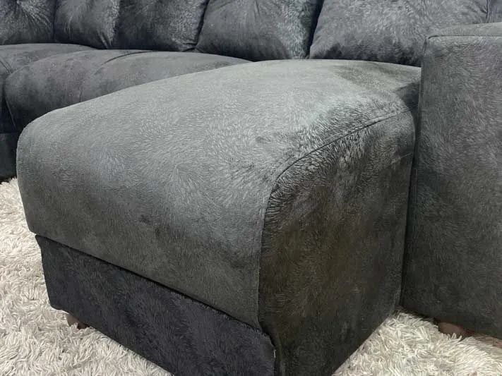 Sofá de Canto 6 Lugares Suede Preto - Foto 4