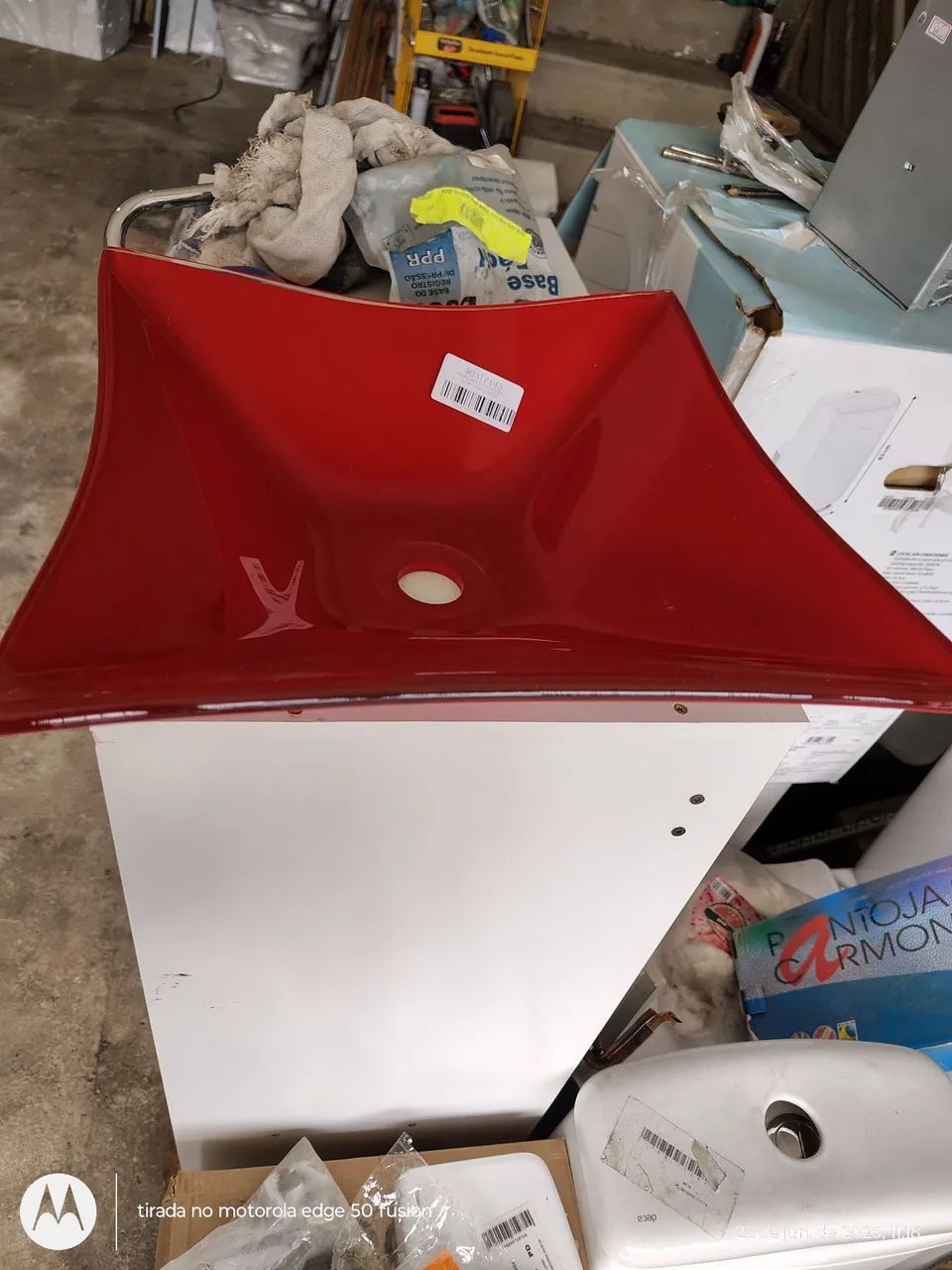 Cuba de Vidro Vermelha Quadrada 35 cm