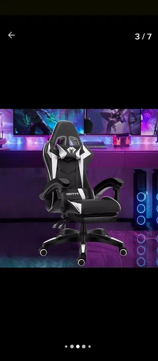 CADEIRA GAMER LINDONA! MARCA: PHYTON FLY COR: PRETA E BRANCO POUCO USO! RECLINÁVEL!