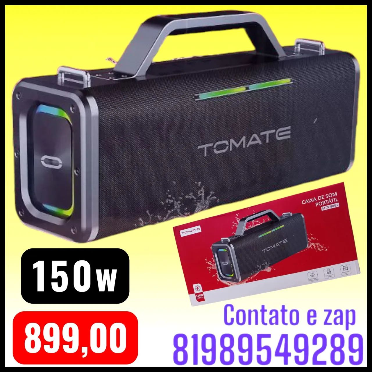 Caixa de som portátil Bluetooth Tomate MTS-8003