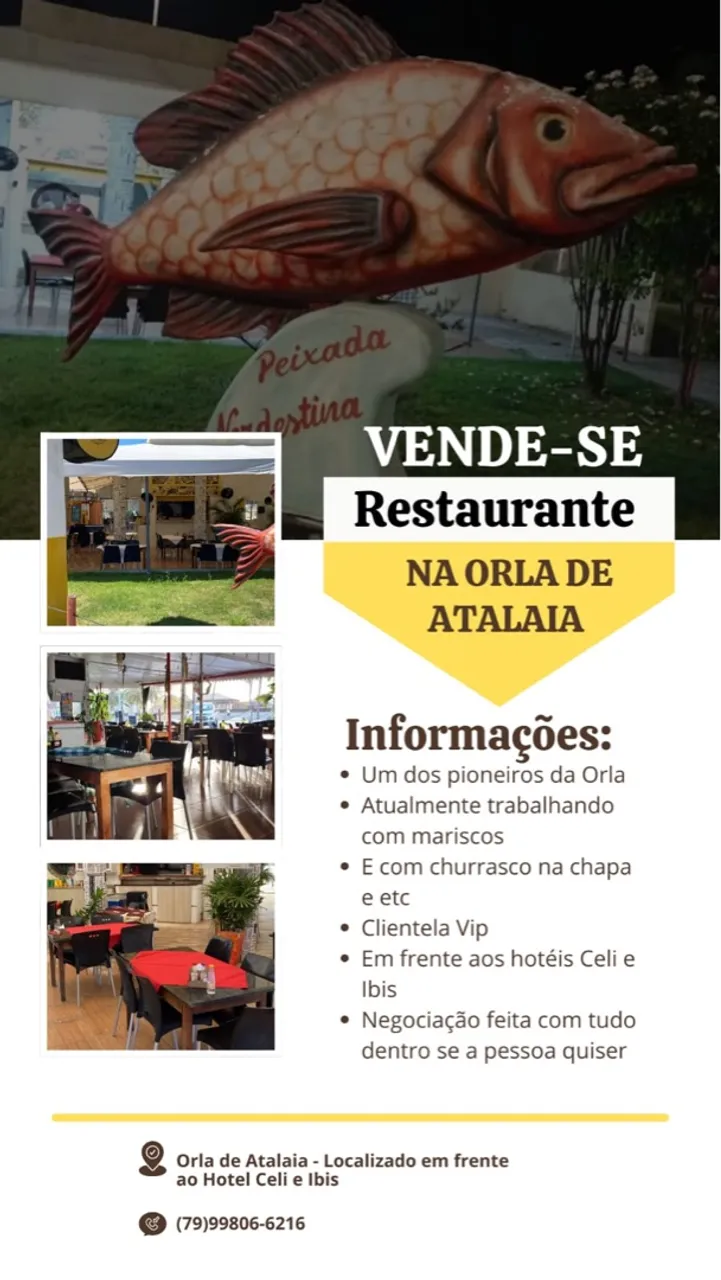 Vende-se ou alugar restaurante na orla de atalaia