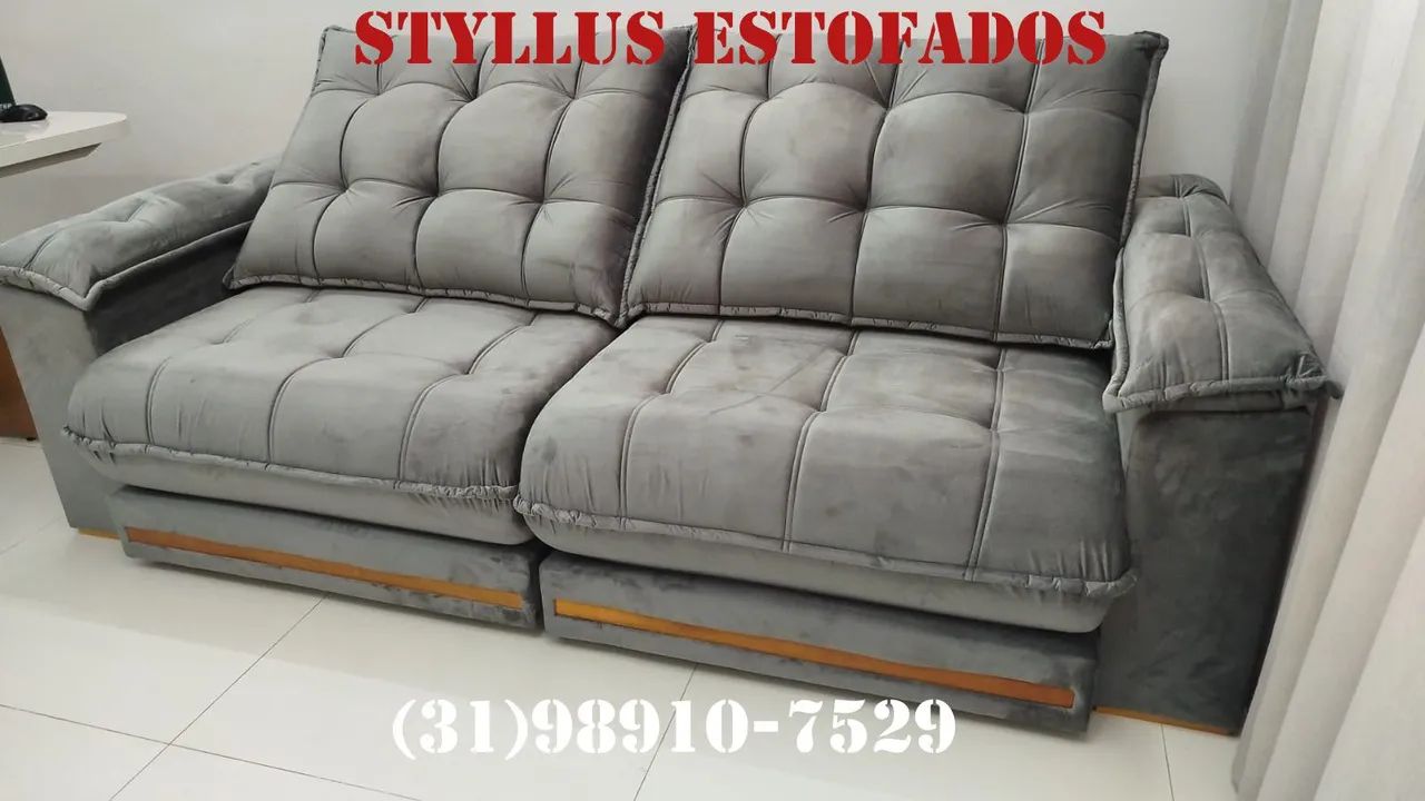 Sofá retrátil 4 lugares Novo - Estiloso e Confortável