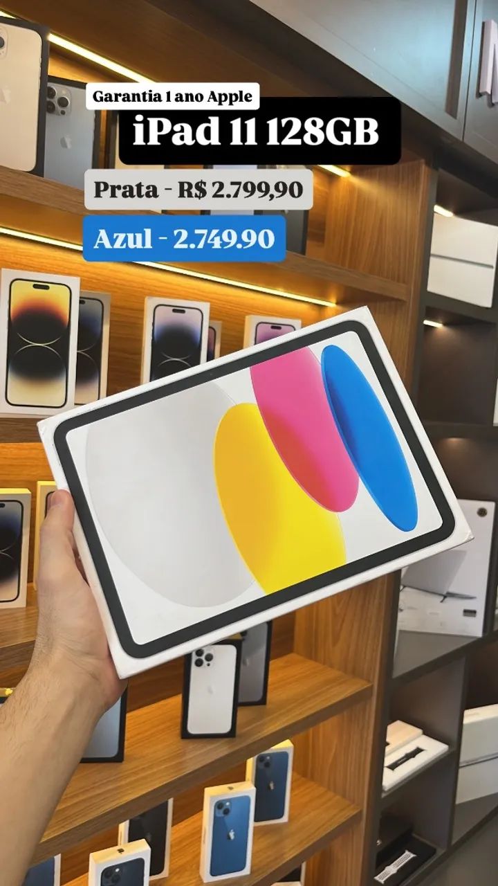 iPad 11 128 GB lacrado - prata e azul
