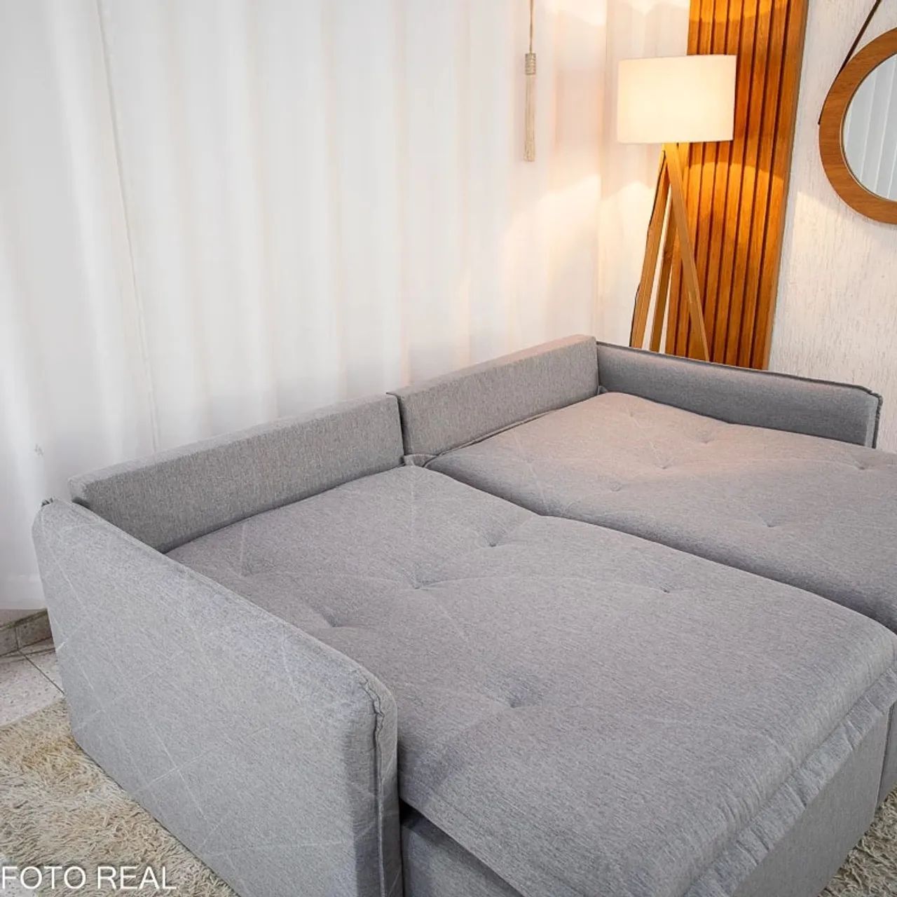 Sofá Retrátil Reclinável Lima 2.00m Linho Cinza - Foto 5