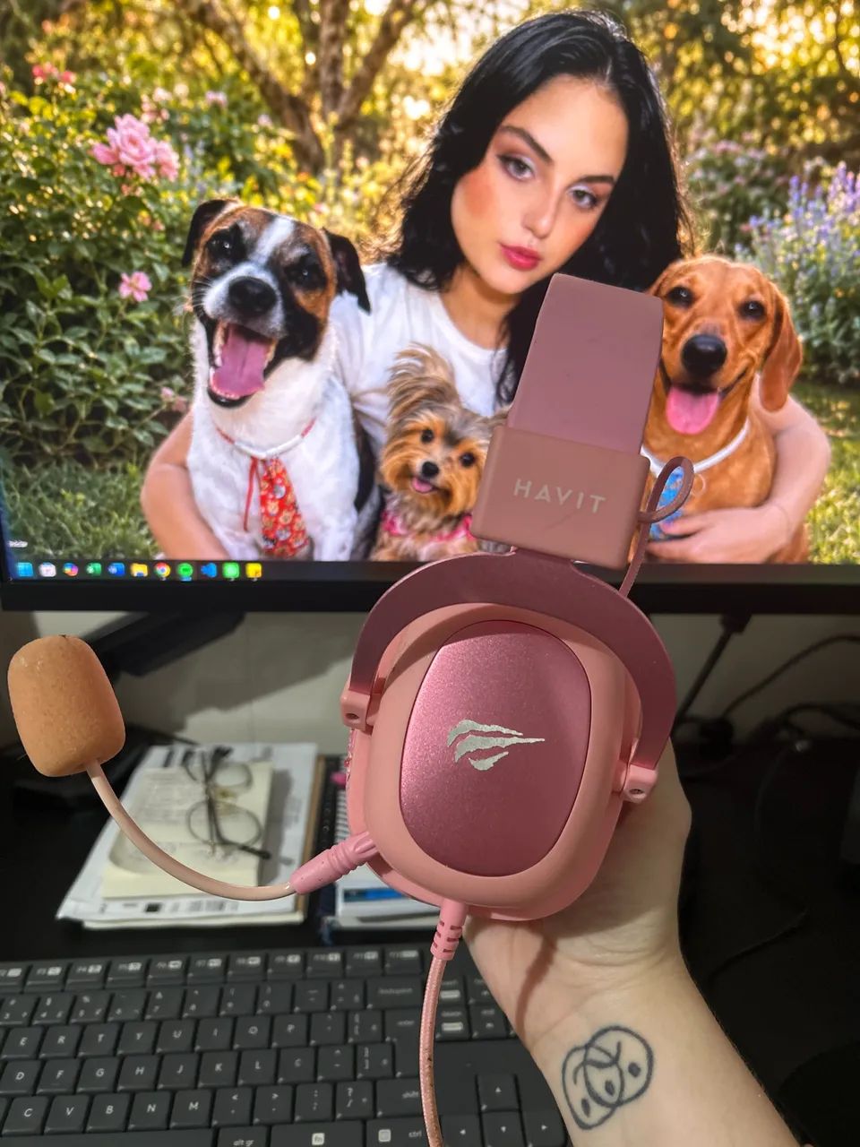 Headset Havit Rosa - Usado - Foto 2