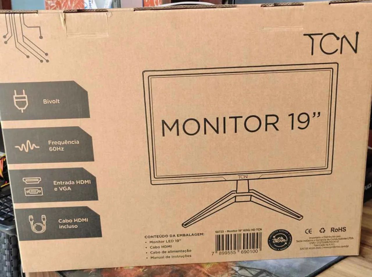 Monitor 19 polegadas hdmi e vga (novo/ caixa)