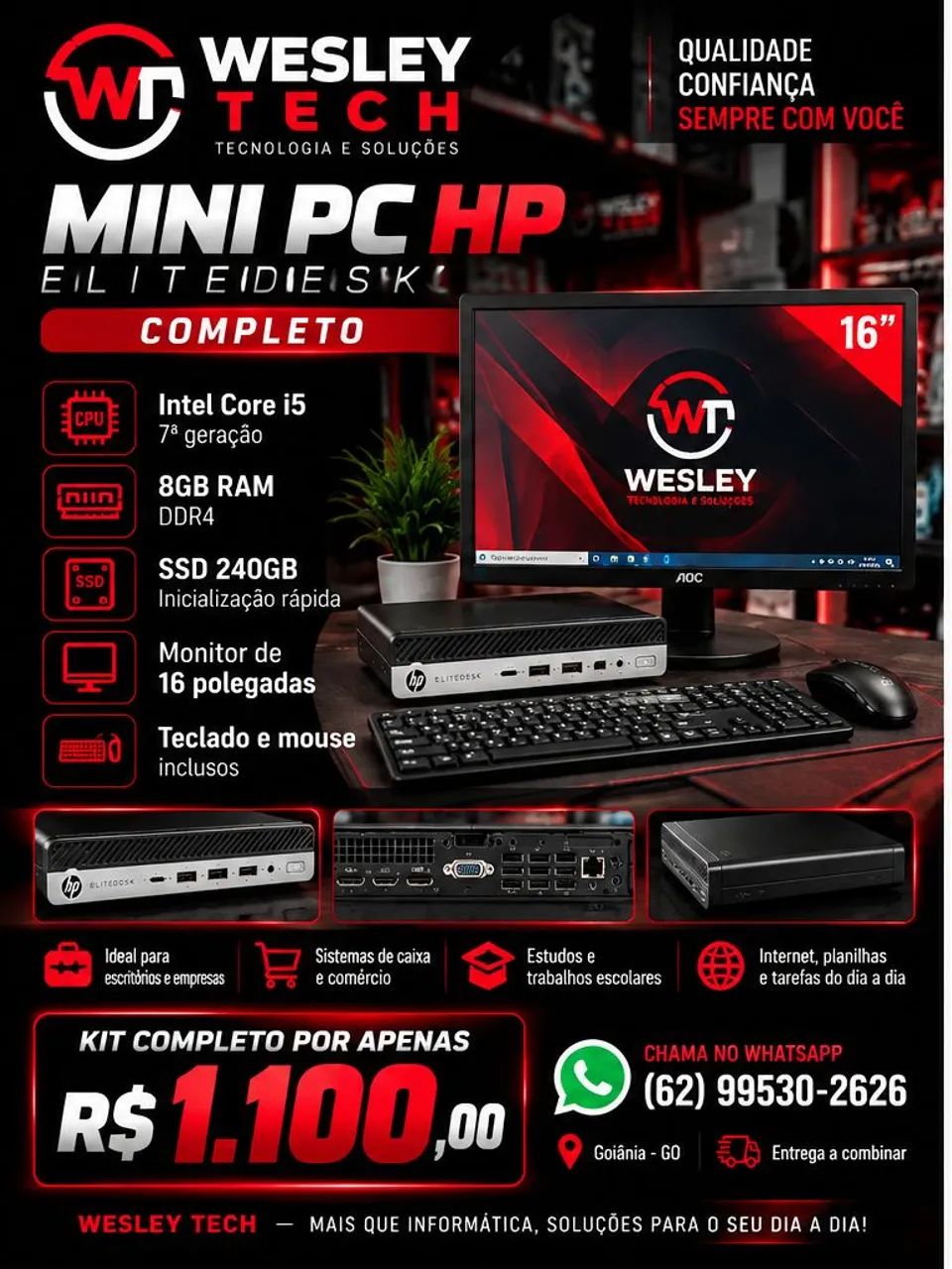  PC HP COMPLETO - R$ 1.100,00 - Foto 2