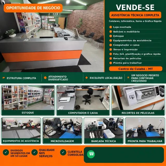 Vende-se Assistência Técnica Completa - Celulares, Informática e Gráfica Rápida