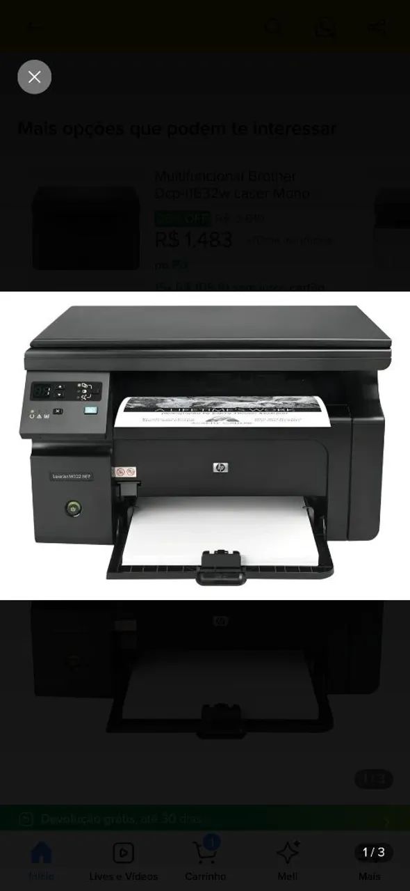 Impressora laser - impressão preto e branco 