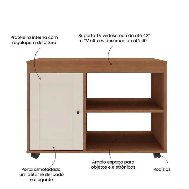 Rack Para TV Cor Cinamomo C/ Off White  - Foto 3