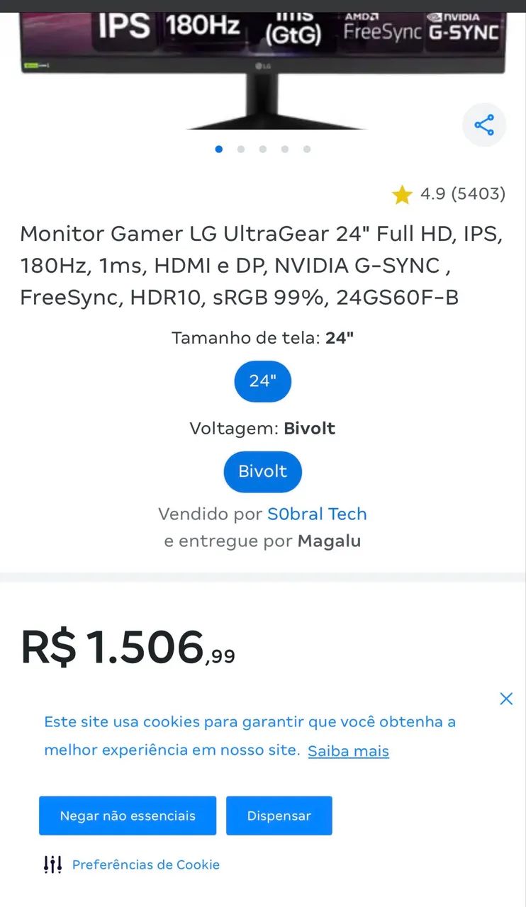 Monitor Gamer Ultra Gear 180Hz - Foto 2