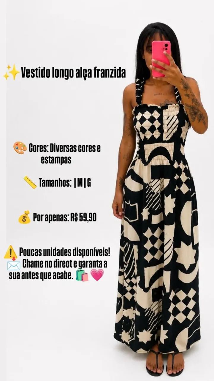 Vestido longo alça franzida 