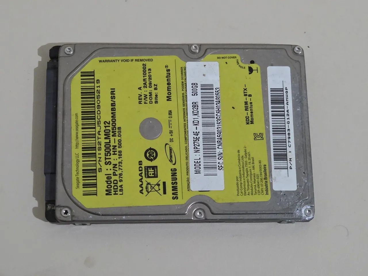 HD interno de 500GB para notebook, modelo Samsung ST500LM012