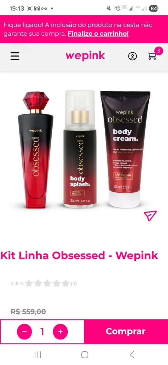 Wepink Obsessed - kit de beleza perfume body splash e hidratante - Foto 2