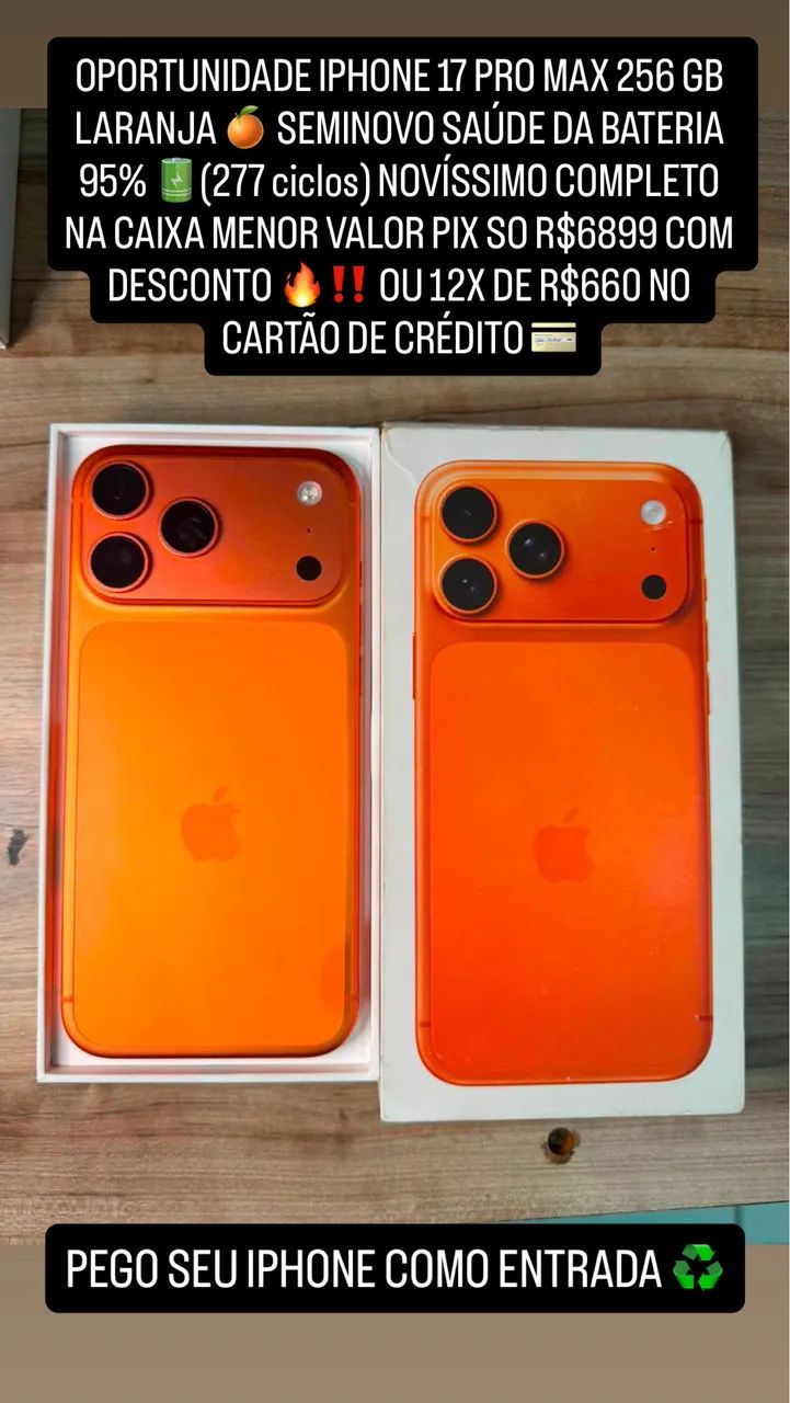 iPhone 17 pro max 256 gb completo na caixa 