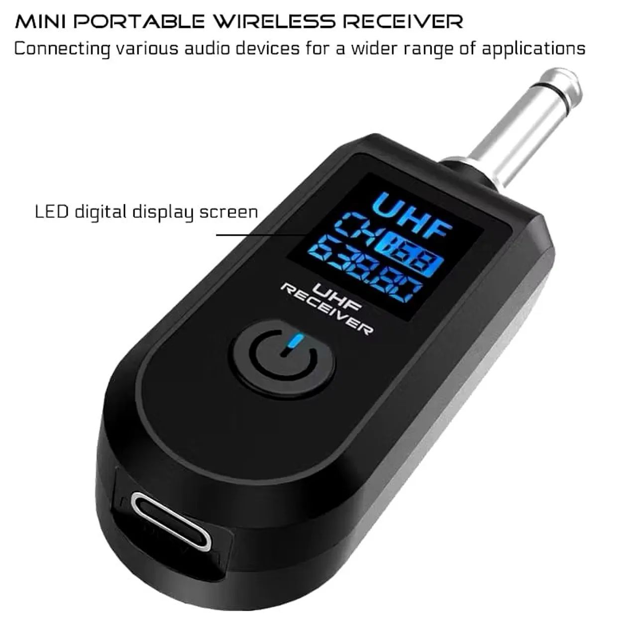 Receptor transmissor para microfone com fio em Microfone sem fio. UHF - Foto 4