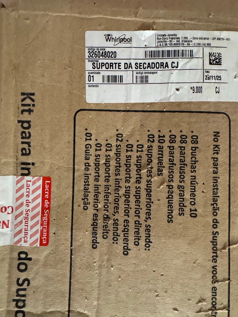 Kit instalação parede secadora Brastemp