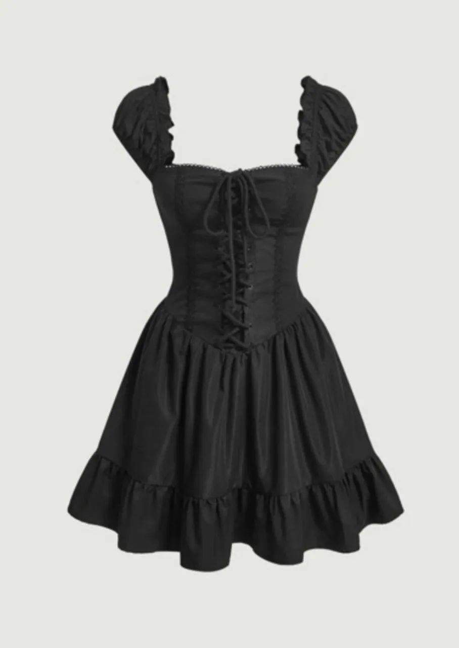 Vestido preto/gótico com corset