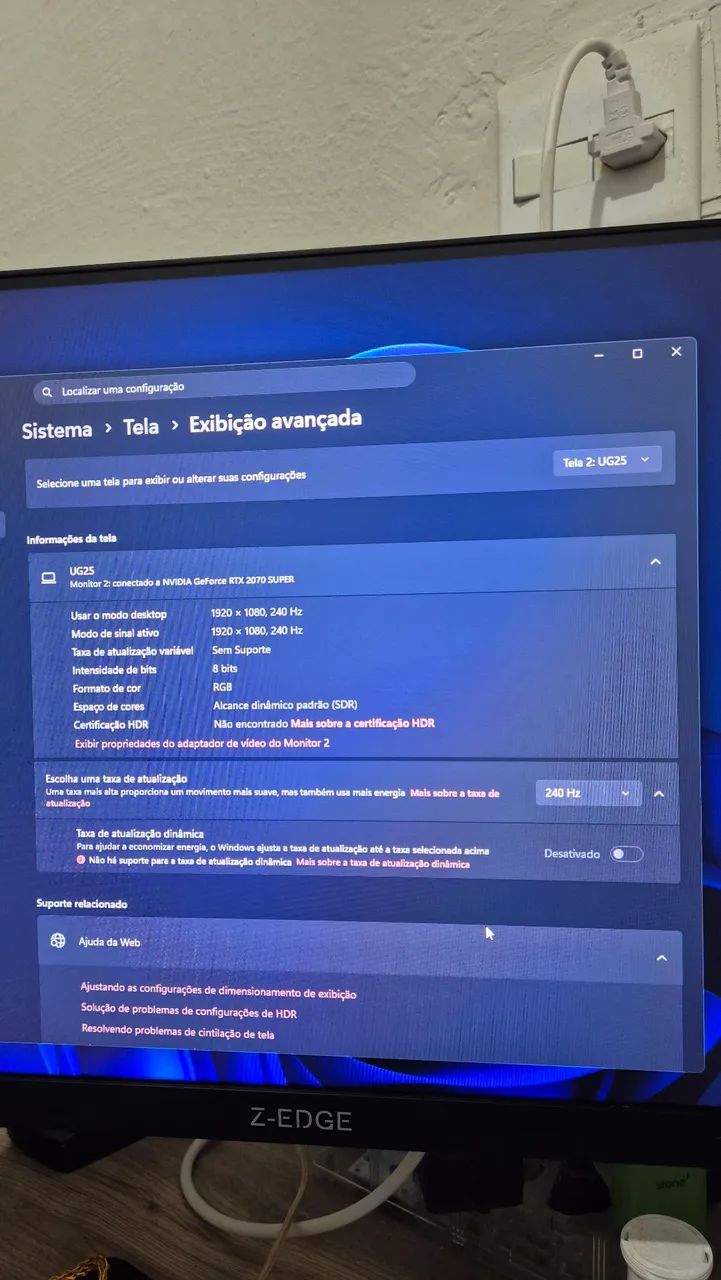 Monitor Gamer Z-Edge 240Hz IPS - Perfeito Estado - Foto 2