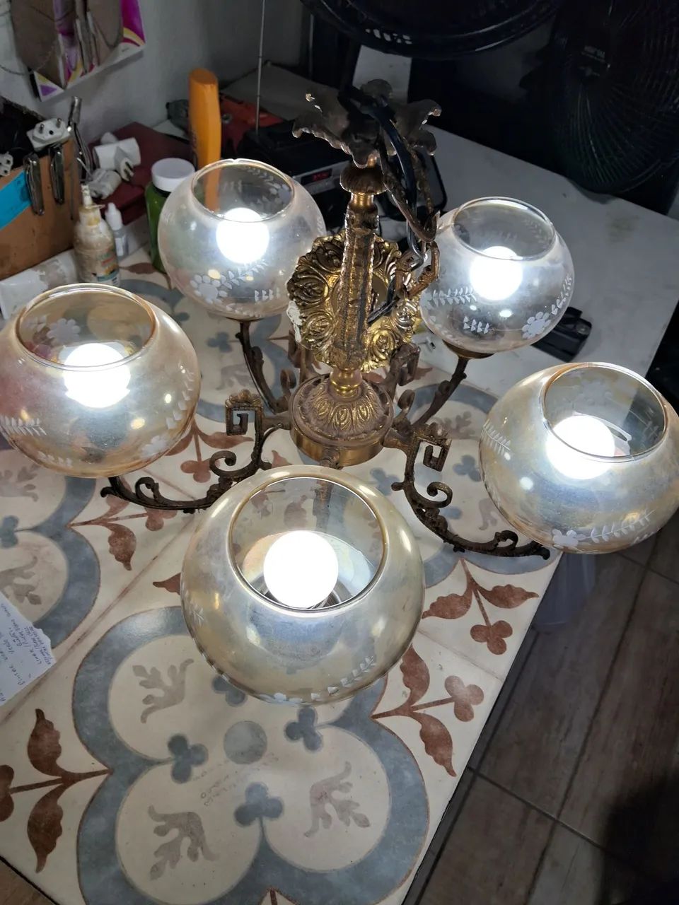 Lustres vintage de bronze
