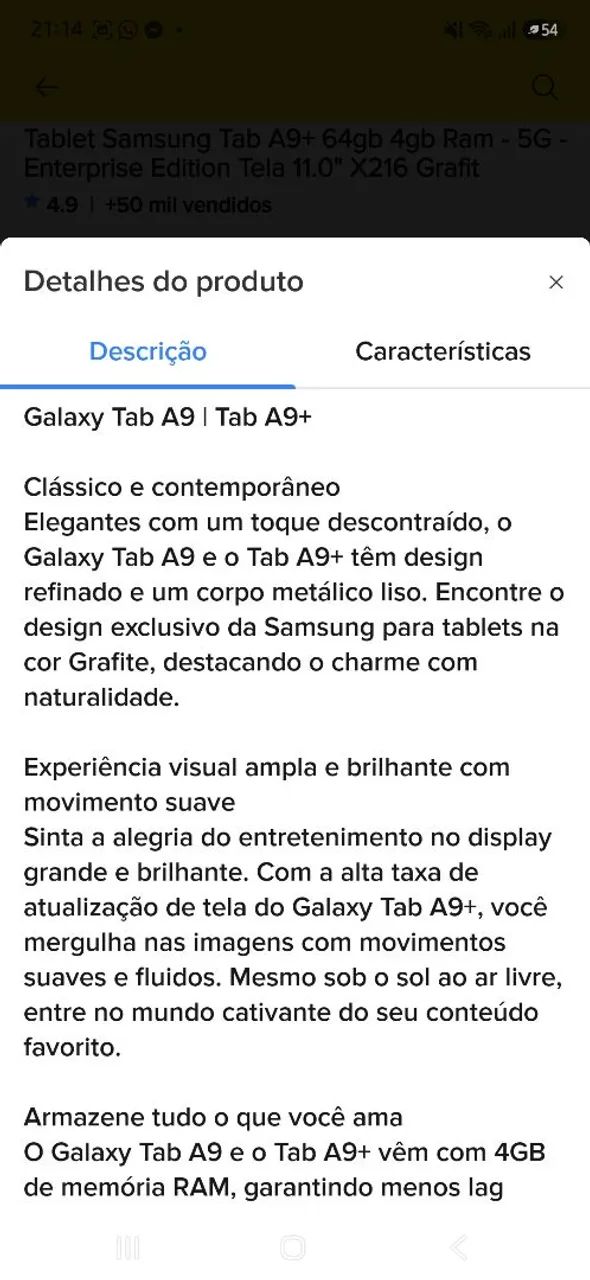 Tablet samsung A9 tela 11" SEM USO - Foto 3