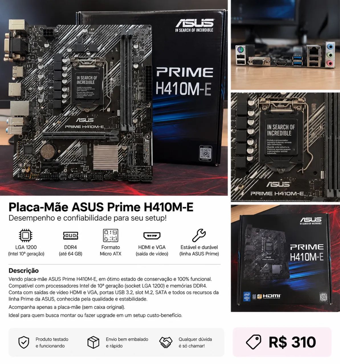 Placa-mãe ASUS PRIME H410M-E