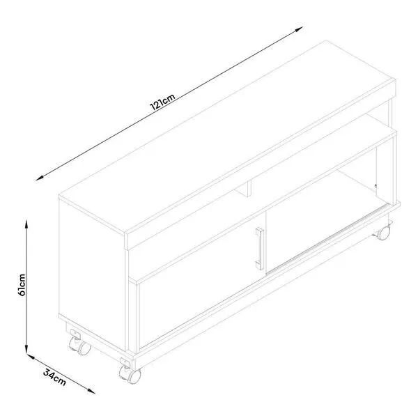 Rack Artur Para TV 50 Polegadas Com Rodízios Cinamomo e Off White - Madetec - Foto 5