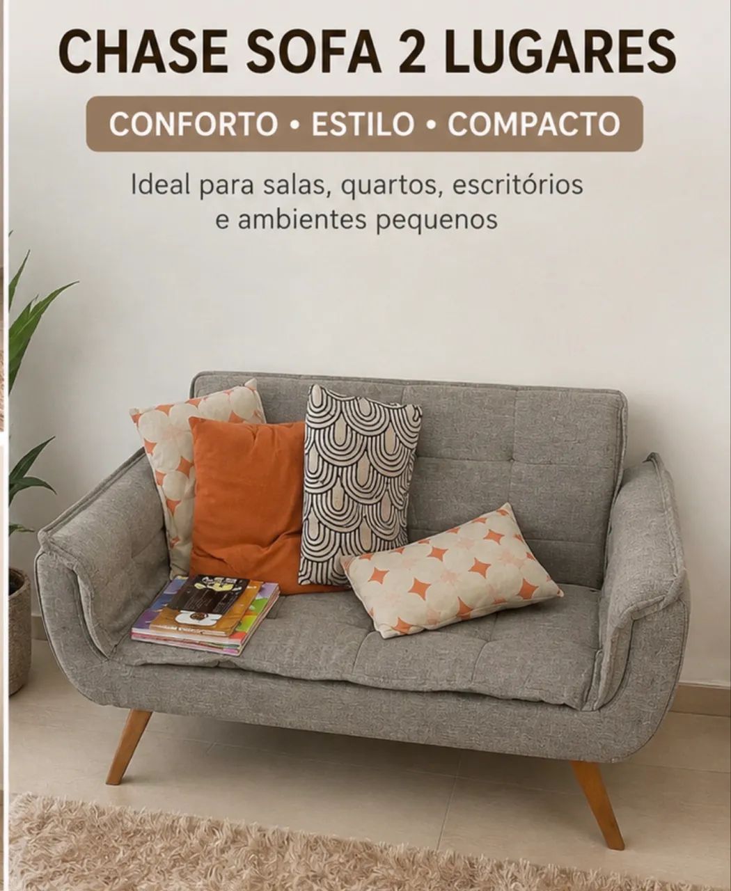 Sofá 2 Lugares Cinza Moderno | Excelente Estado - Foto 4