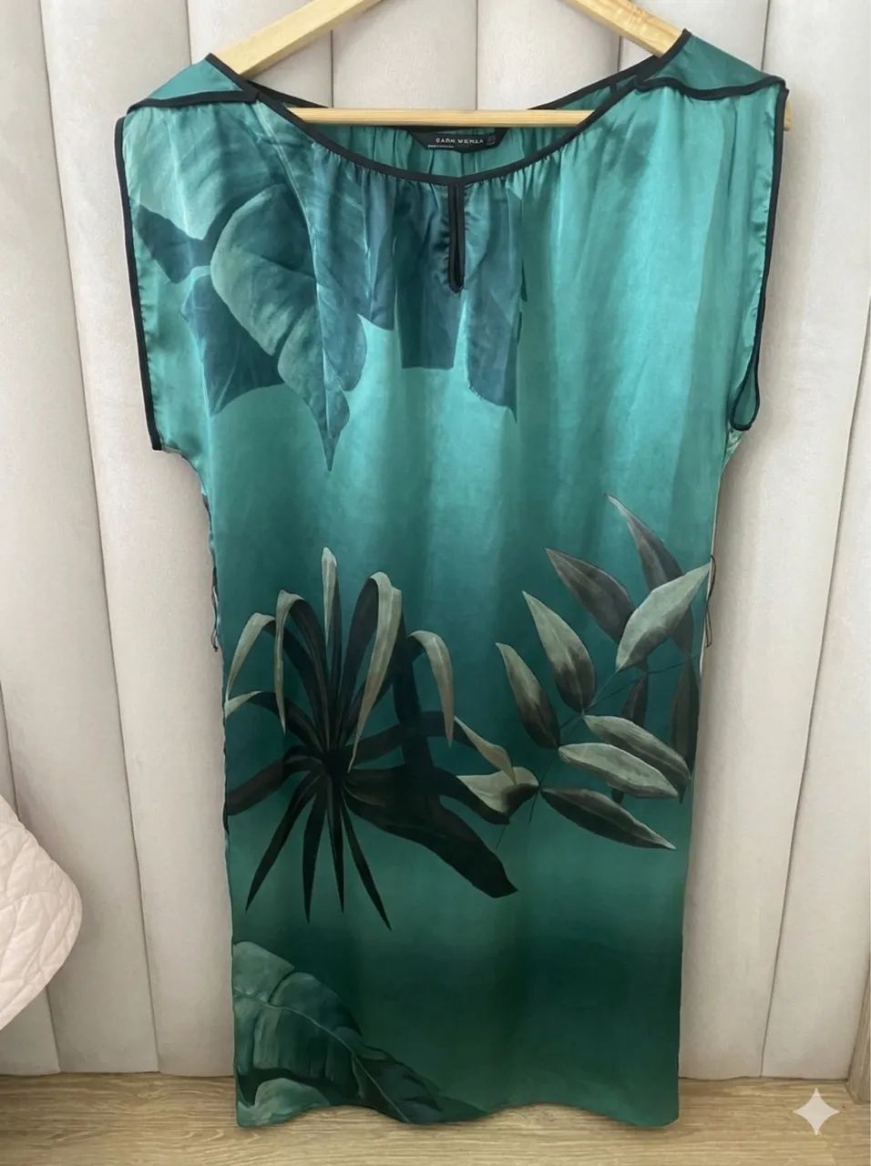 Vestido em seda verde Zara - Foto 3