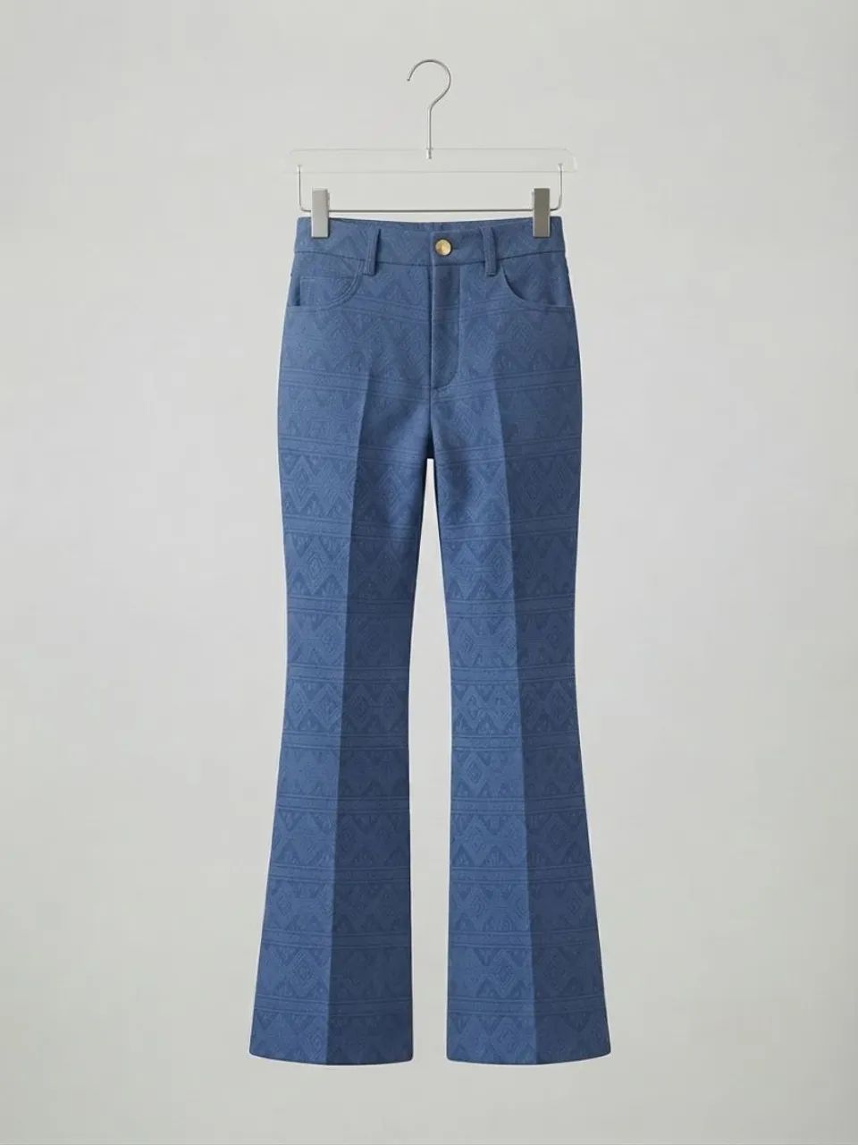 Calça Flare Azul/lilás Estampada com Textura e Bolsos Traseiros - Tam. M - Foto 4
