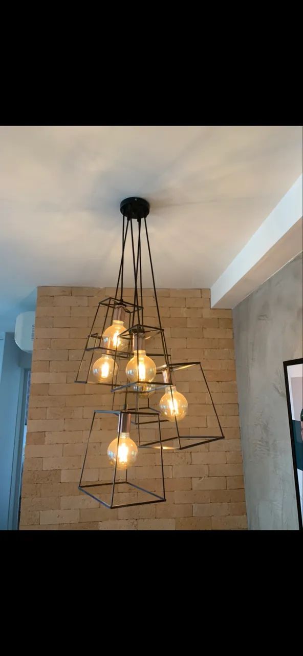 Lustre ferro e cobre estilo industrial 
