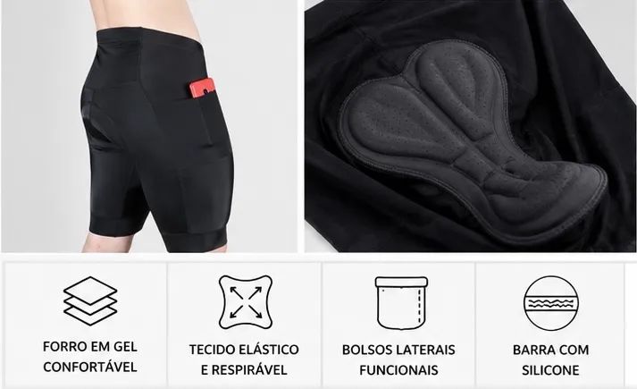 Bermuda de Ciclismo com Forro - Foto 3